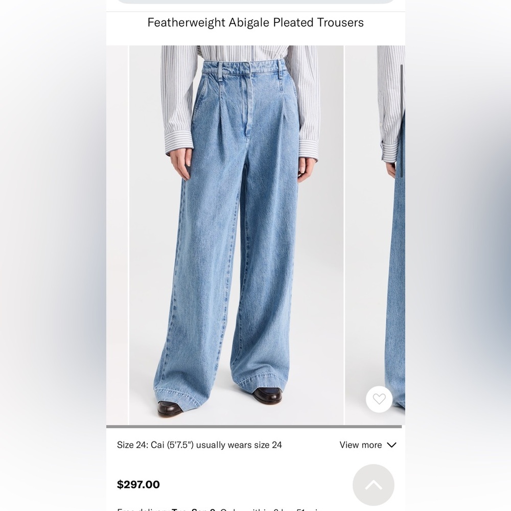Rag & Bone Abagail wide-leg jeans size 26, hemmed